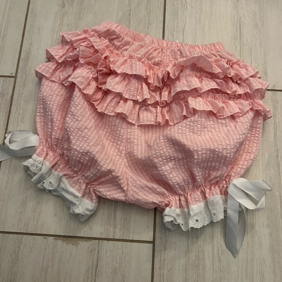Pink Ruffled Seersucker Bloomer - Picture 2 of 2